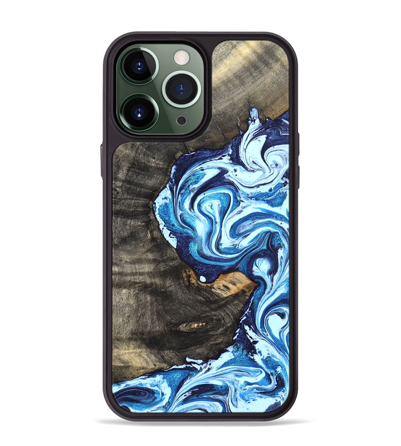 iPhone 13 Pro Max Wood Phone Case - Tessie (Blue, 824665)