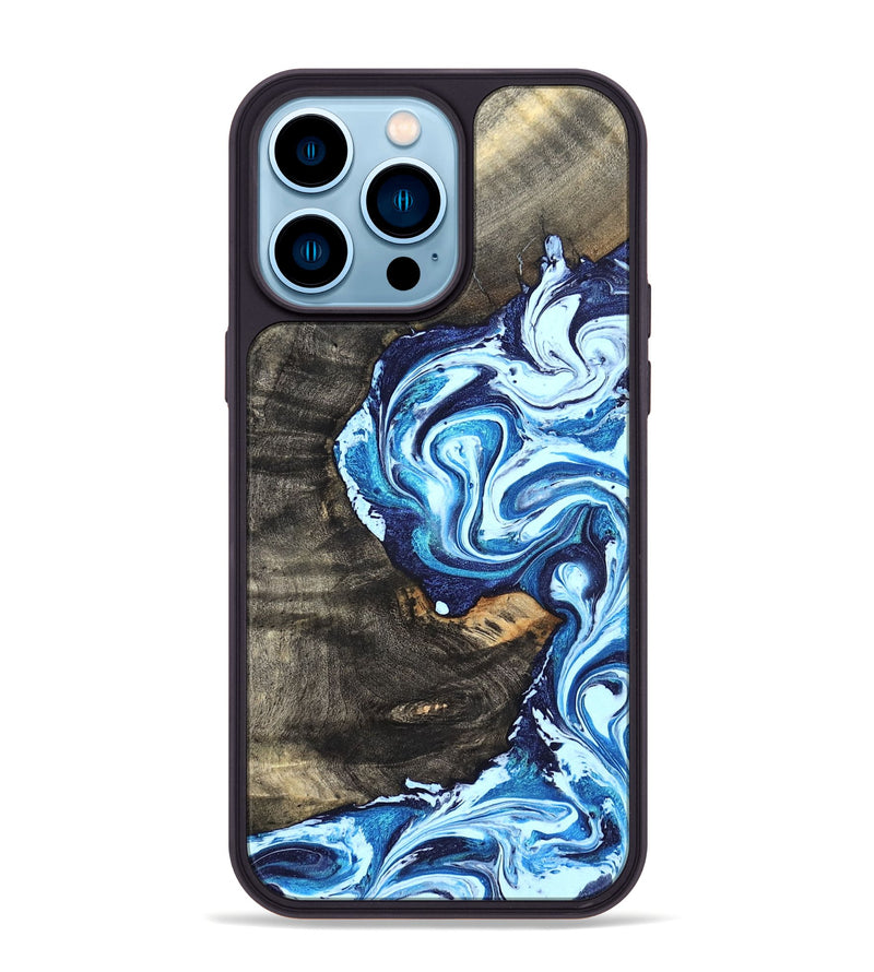 iPhone 14 Pro Max Wood Phone Case - Tessie (Blue, 824665)