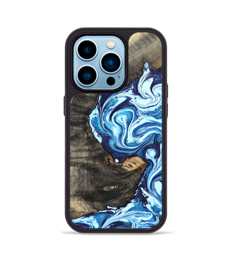 iPhone 14 Pro Wood Phone Case - Tessie (Blue, 824665)