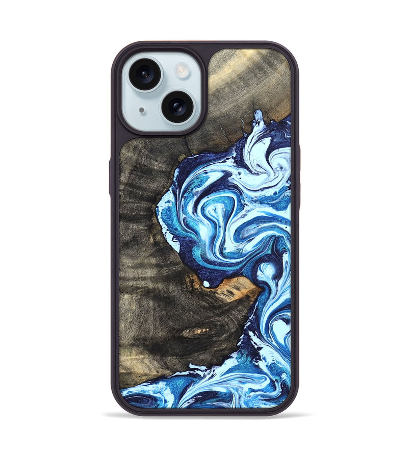 iPhone 15 Wood Phone Case - Tessie (Blue, 824665)