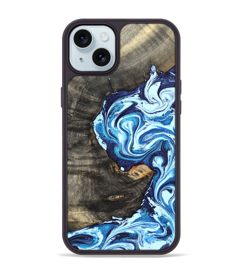 iPhone 15 Plus Wood Phone Case - Tessie (Blue, 824665)
