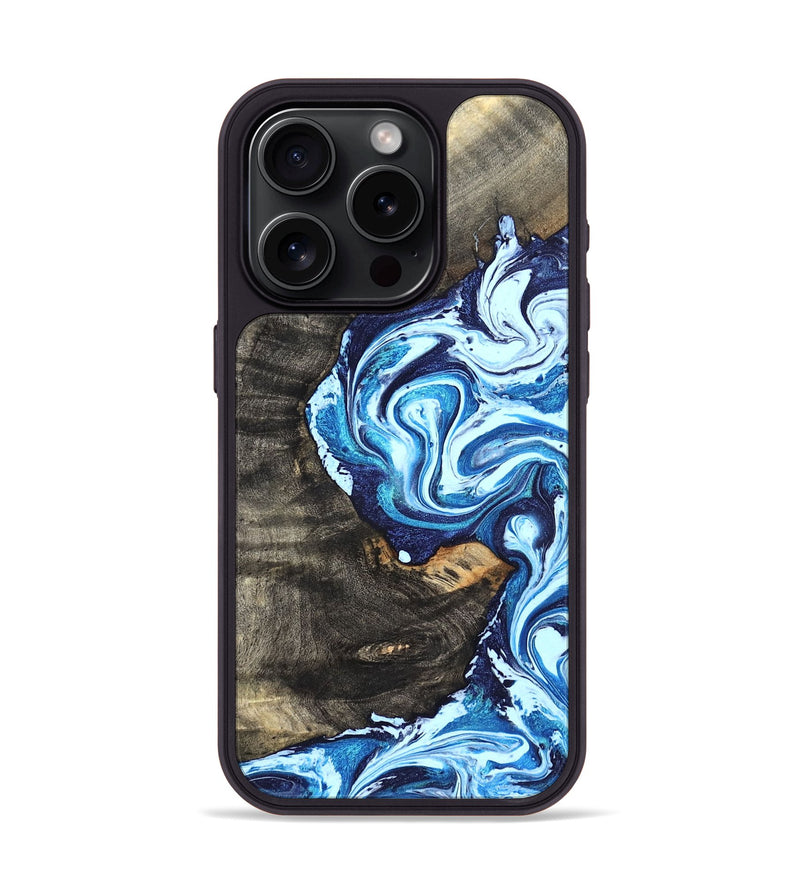 iPhone 15 Pro Wood Phone Case - Tessie (Blue, 824665)