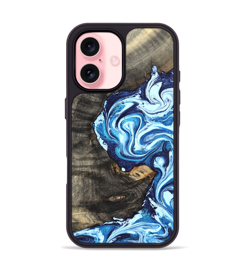 iPhone 16 Wood Phone Case - Tessie (Blue, 824665)