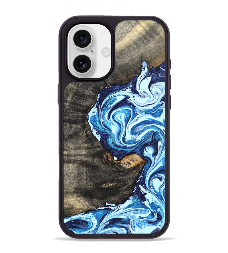 iPhone 16 Plus Wood Phone Case - Tessie (Blue, 824665)