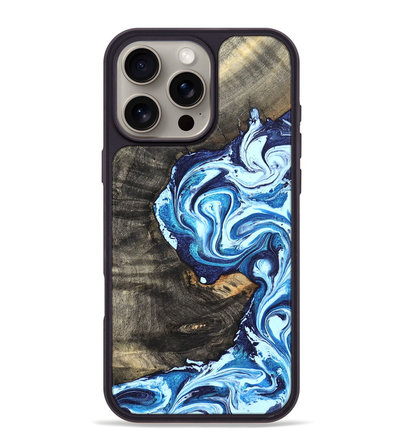 iPhone 16 Pro Max Wood Phone Case - Tessie (Blue, 824665)