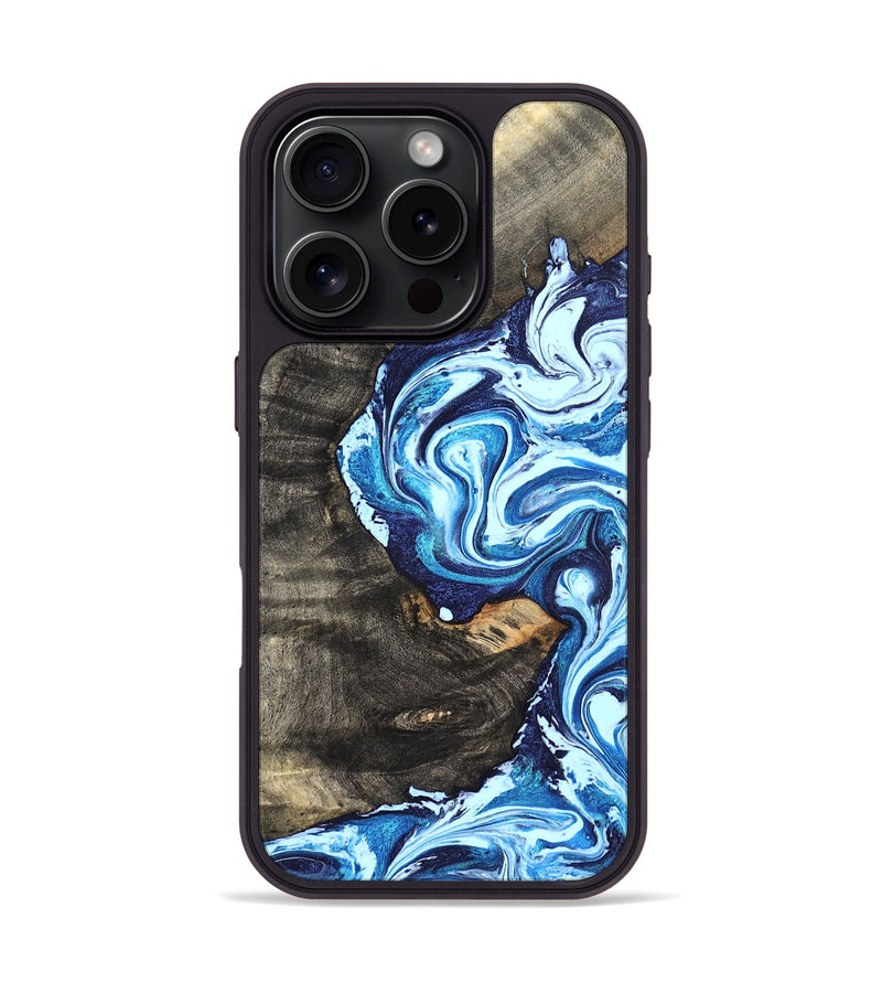 iPhone 16 Pro Wood Phone Case - Tessie (Blue, 824665)
