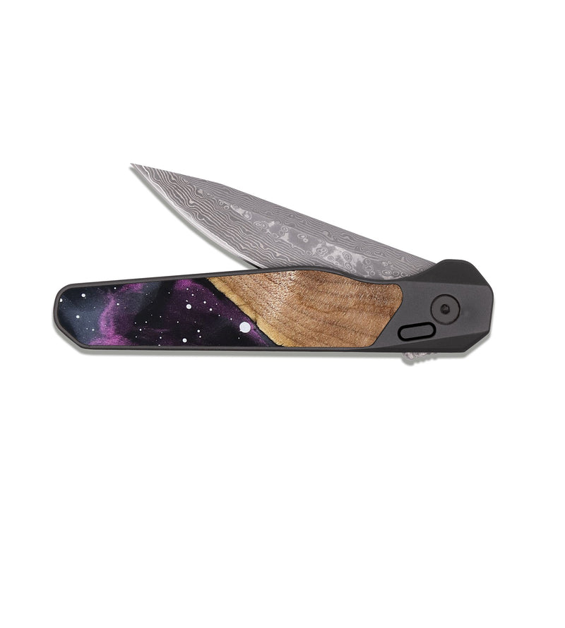 EDC Dark Damascus Wood Pocket Knife - Jarred (Cosmos, 824680)