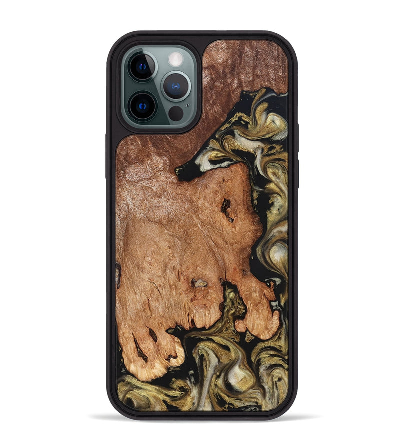 iPhone 12 Pro Max Wood Phone Case - Rhoda (Black & White, 824683)