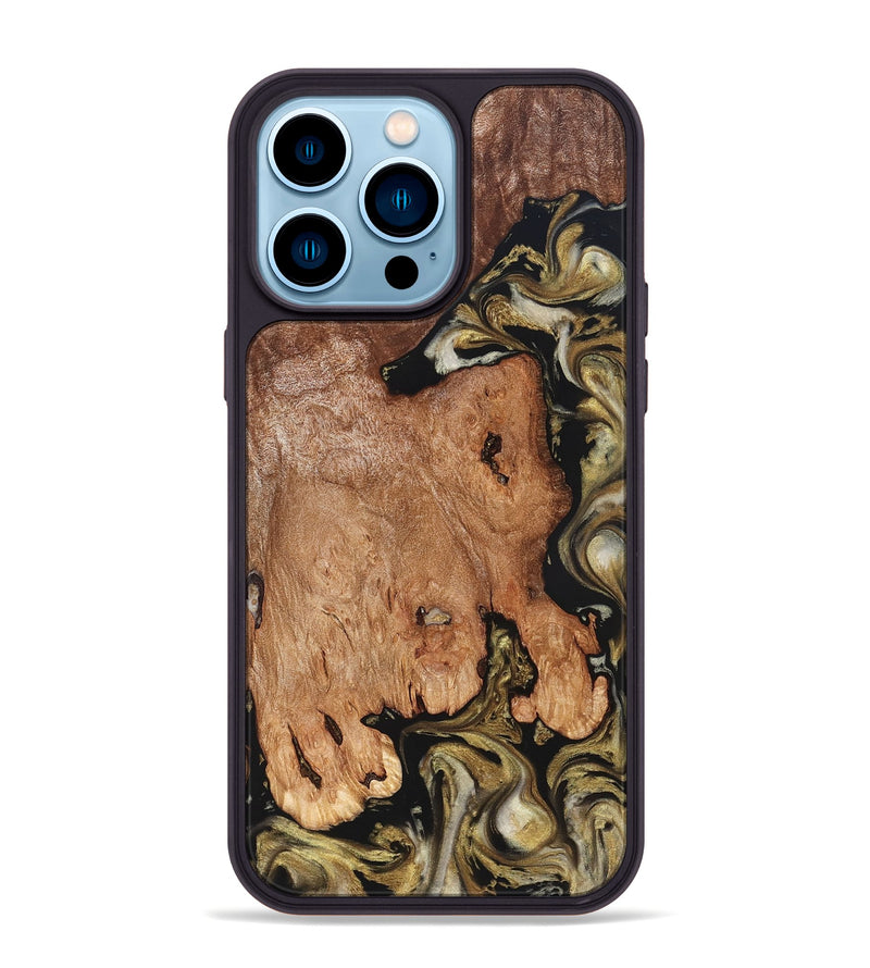 iPhone 14 Pro Max Wood Phone Case - Rhoda (Black & White, 824683)