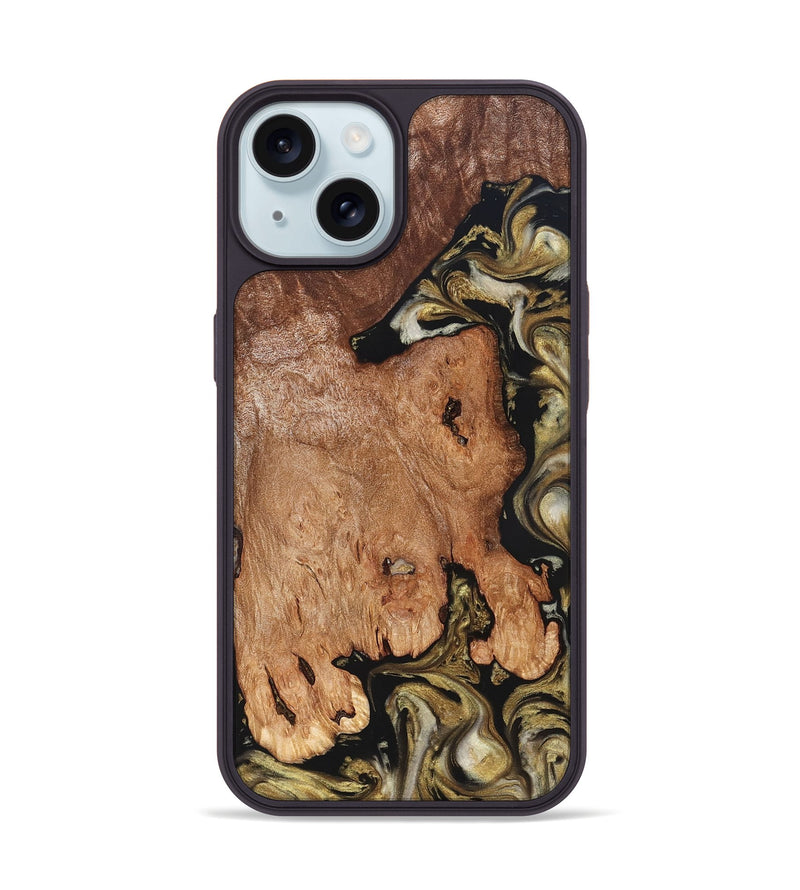 iPhone 15 Wood Phone Case - Rhoda (Black & White, 824683)