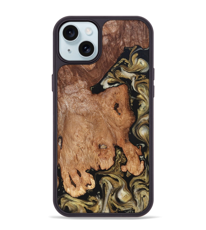 iPhone 15 Plus Wood Phone Case - Rhoda (Black & White, 824683)