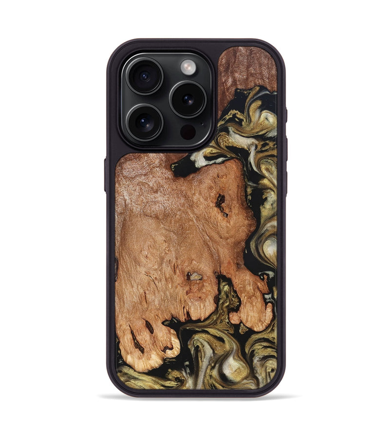 iPhone 15 Pro Wood Phone Case - Rhoda (Black & White, 824683)