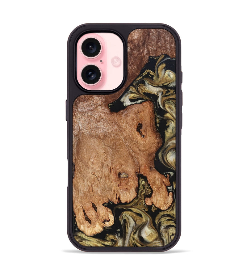 iPhone 16 Wood Phone Case - Rhoda (Black & White, 824683)