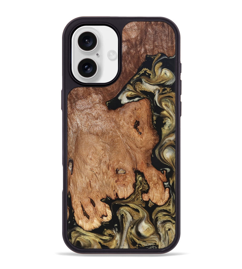 iPhone 16 Plus Wood Phone Case - Rhoda (Black & White, 824683)