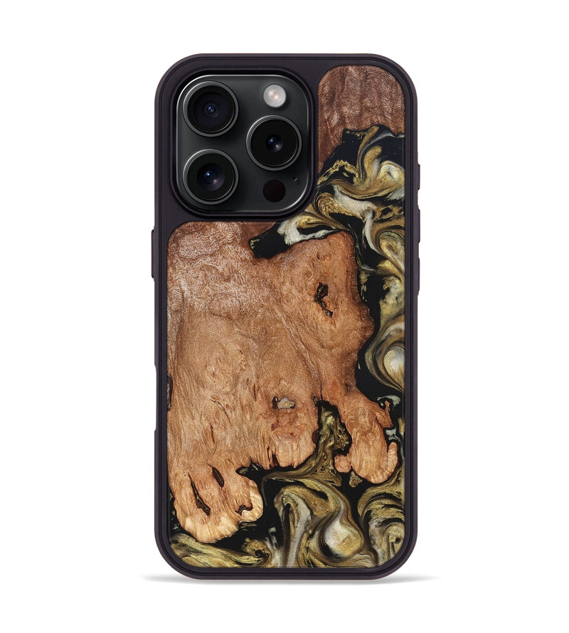 iPhone 16 Pro Wood Phone Case - Rhoda (Black & White, 824683)