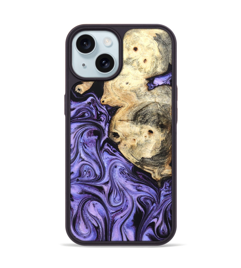 iPhone 15 Wood Phone Case - Kadin (Purple, 824685)