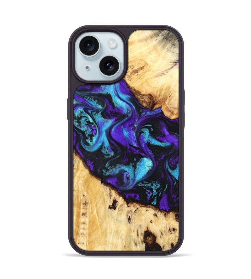 iPhone 15 Wood Phone Case - Ivanna (Purple, 824686)