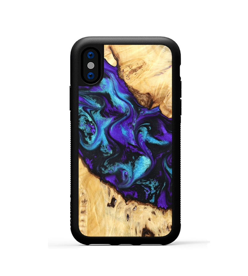 iPhone Xs Wood Phone Case - Ivanna (Purple, 824686)