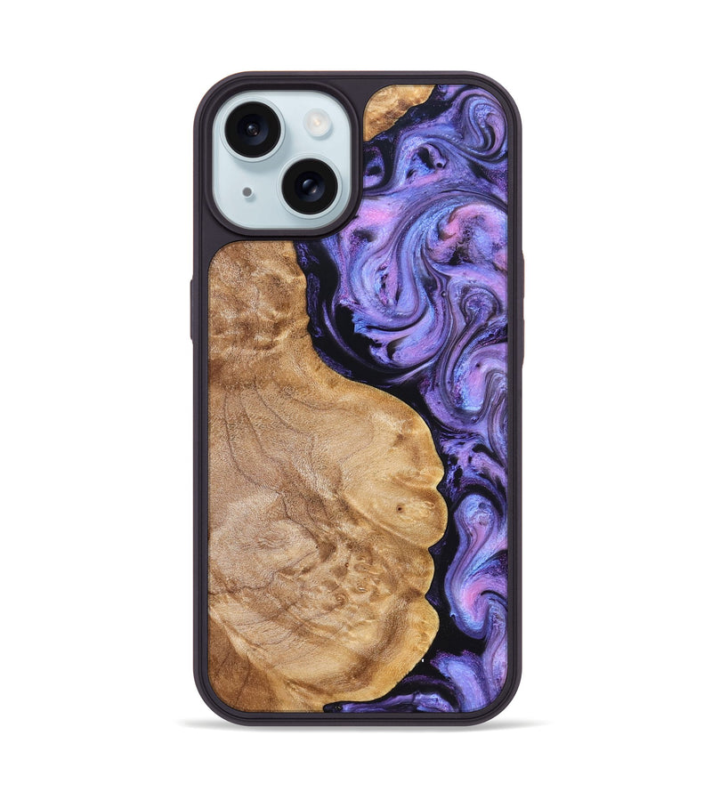 iPhone 15 Wood Phone Case - Erik (Purple, 824687)