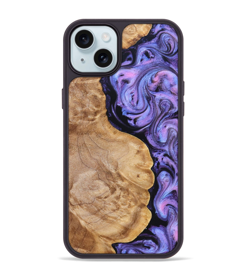 iPhone 15 Plus Wood Phone Case - Erik (Purple, 824687)