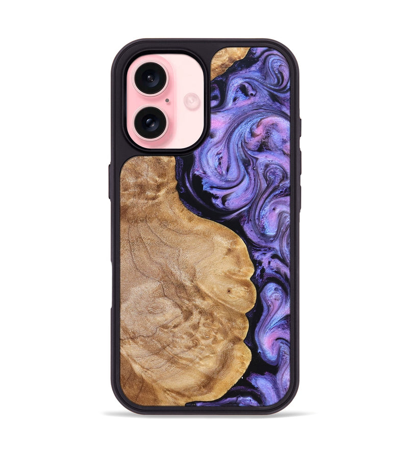 iPhone 16 Wood Phone Case - Erik (Purple, 824687)