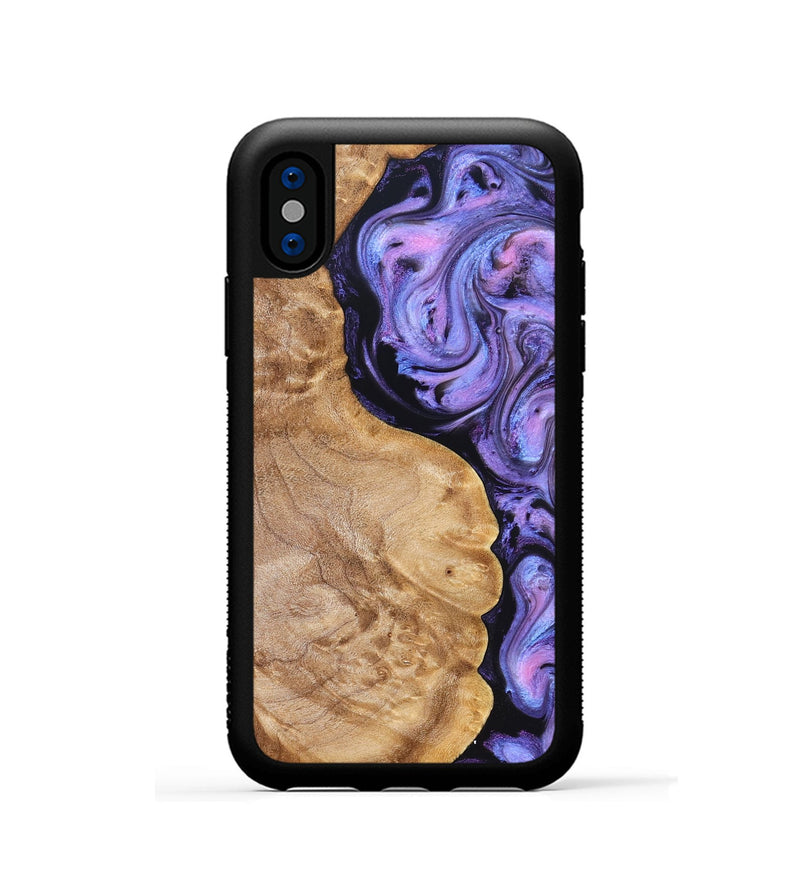 iPhone Xs Wood Phone Case - Erik (Purple, 824687)