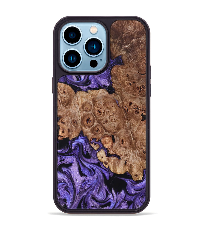 iPhone 14 Pro Max Wood Phone Case - Latasha (Purple, 824688)