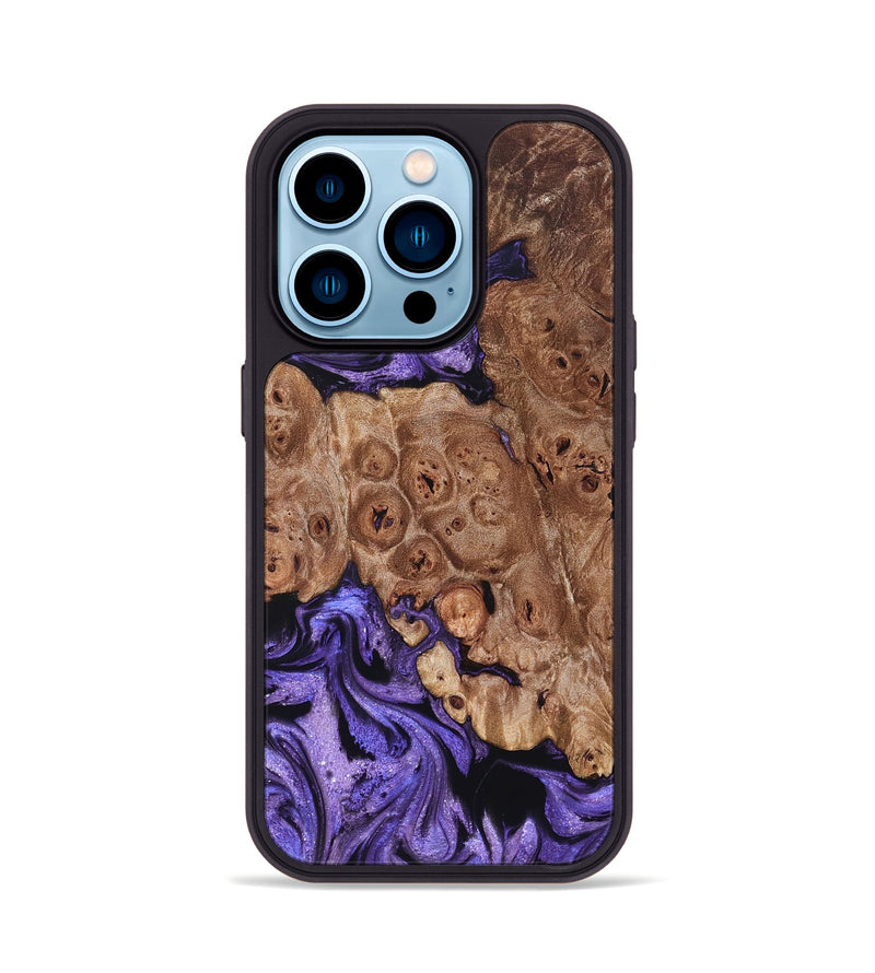 iPhone 14 Pro Wood Phone Case - Latasha (Purple, 824688)