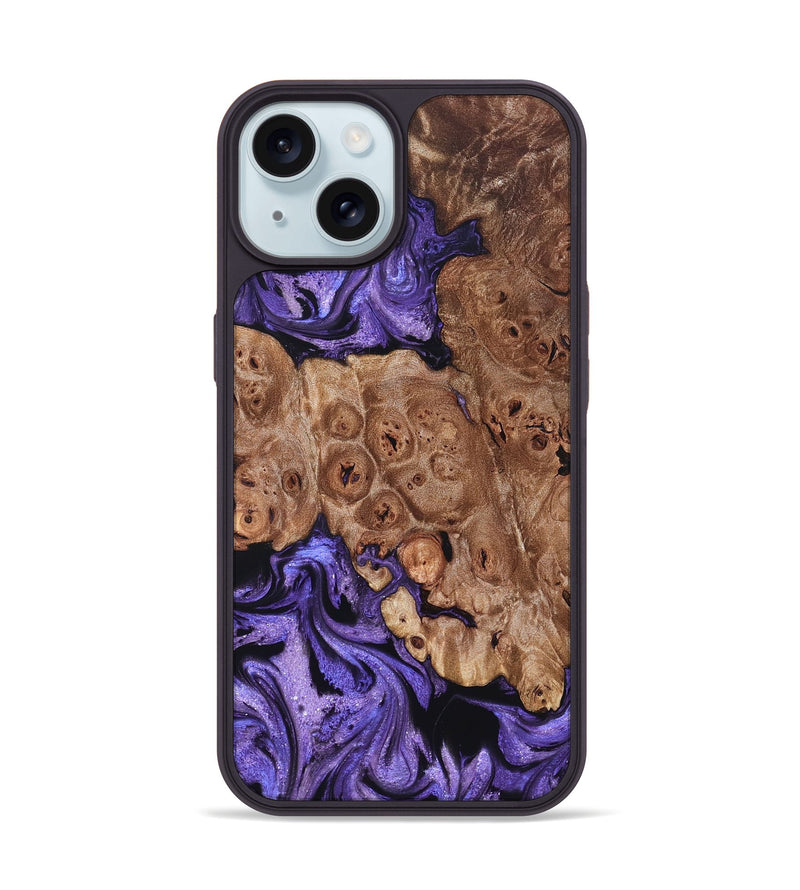 iPhone 15 Wood Phone Case - Latasha (Purple, 824688)