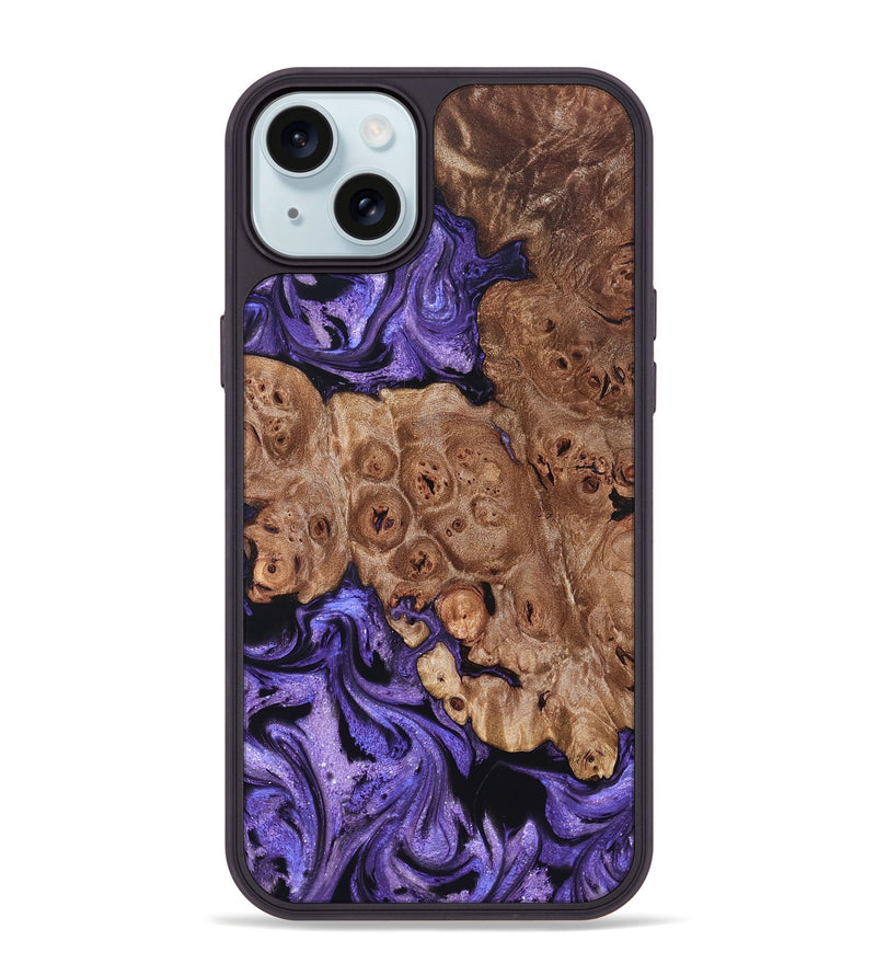 iPhone 15 Plus Wood Phone Case - Latasha (Purple, 824688)