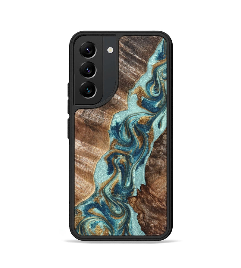 Galaxy S22 Wood Phone Case - Brisa (Teal & Gold, 824693)