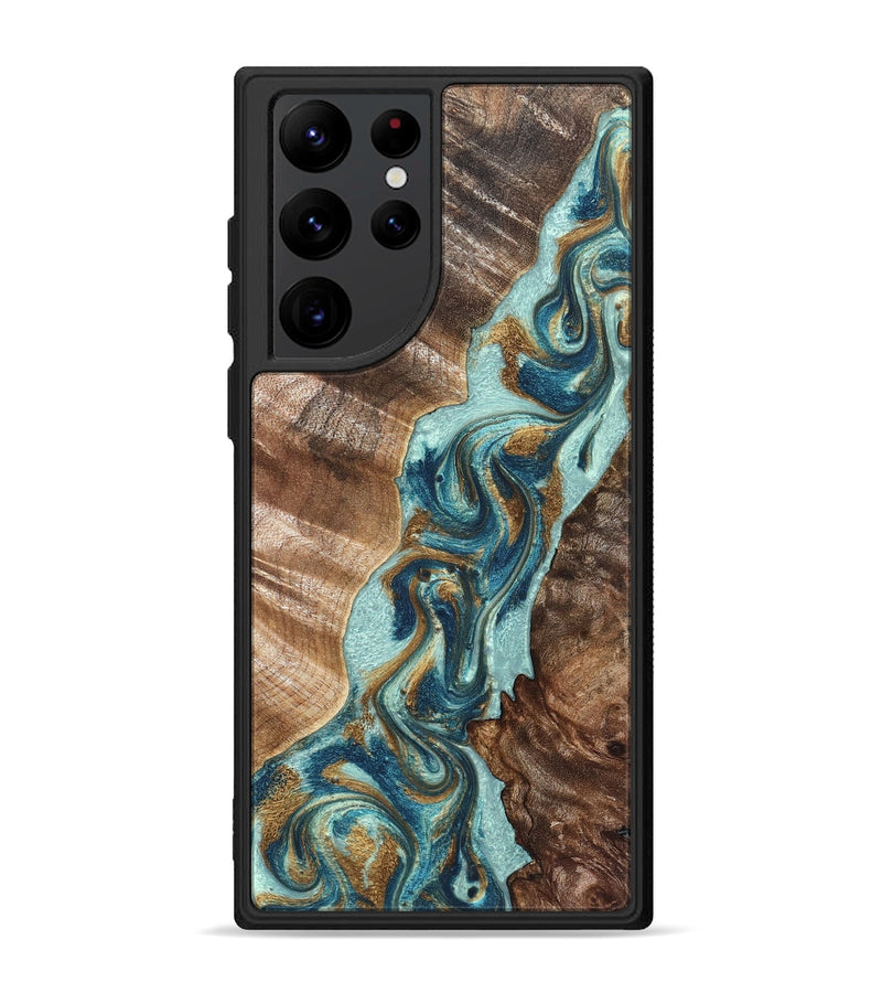 Galaxy S22 Ultra Wood Phone Case - Brisa (Teal & Gold, 824693)