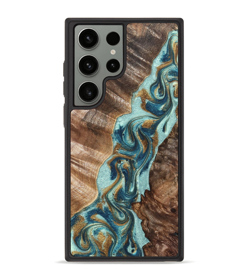 Galaxy S23 Ultra Wood Phone Case - Brisa (Teal & Gold, 824693)