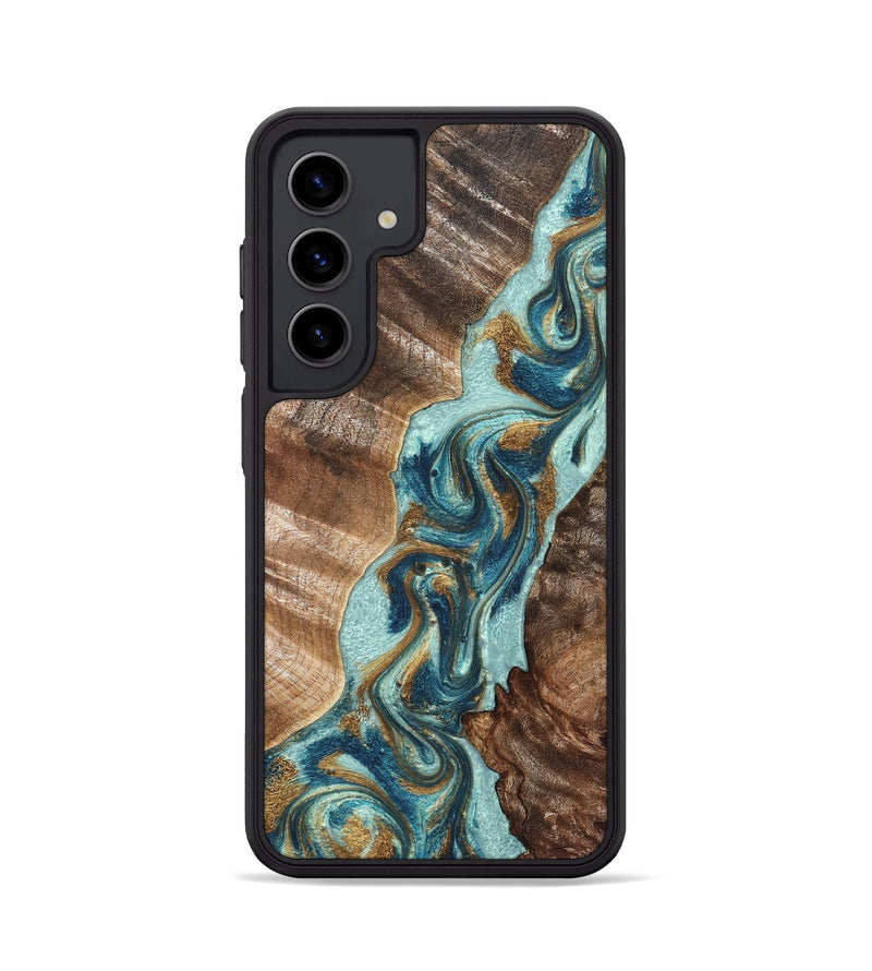 Galaxy S24 Wood Phone Case - Brisa (Teal & Gold, 824693)