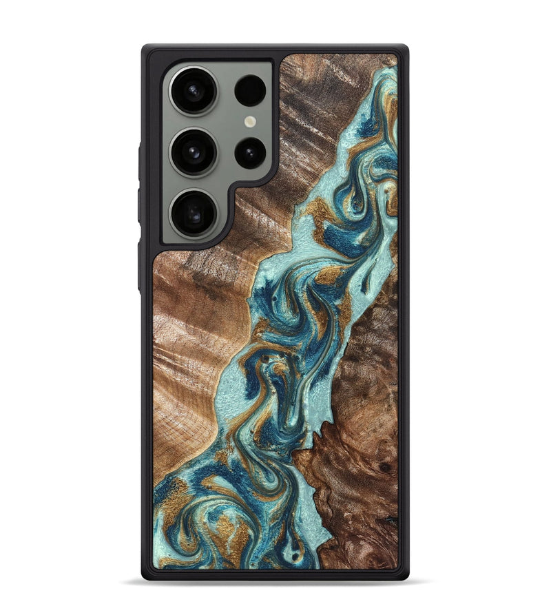 Galaxy S24 Ultra Wood Phone Case - Brisa (Teal & Gold, 824693)