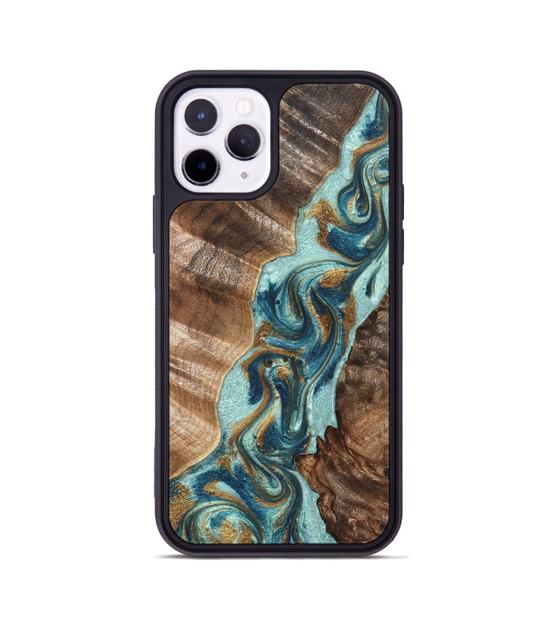 iPhone 11 Pro Wood Phone Case - Brisa (Teal & Gold, 824693)