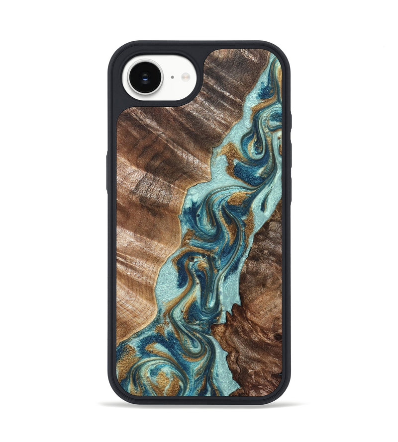 iPhone 16e Wood Phone Case - Brisa (Teal & Gold, 824693)