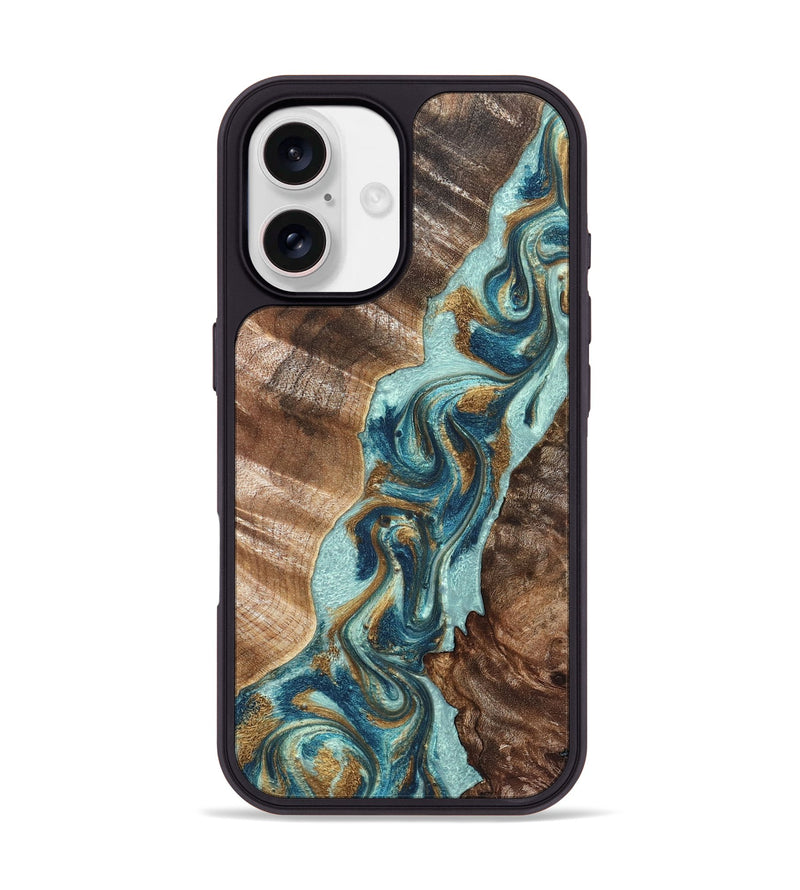 iPhone 17 Wood Phone Case - Brisa (Teal & Gold, 824693)