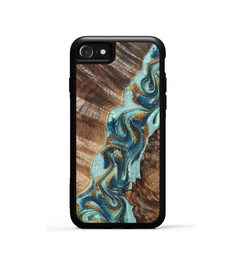 iPhone SE Wood Phone Case - Brisa (Teal & Gold, 824693)