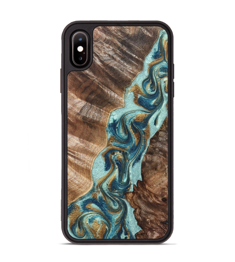 iPhone Xs Max Wood Phone Case - Brisa (Teal & Gold, 824693)