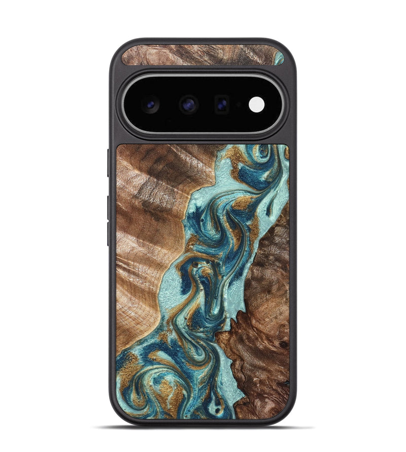 Pixel 11 Wood Phone Case - Brisa (Teal & Gold, 824693)
