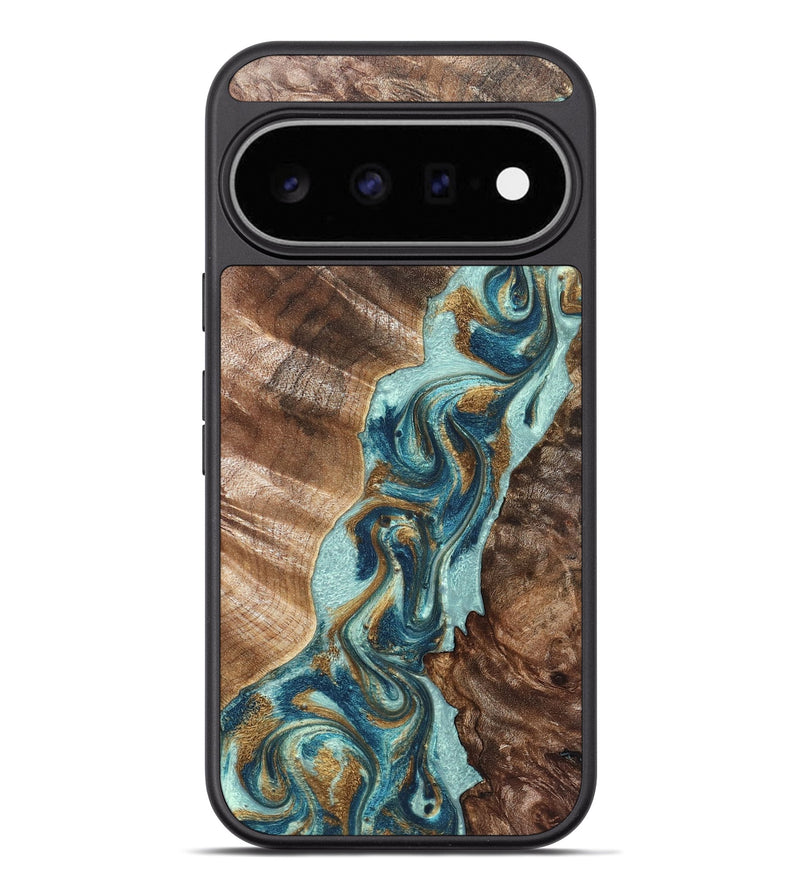 Pixel 11 Pro XL Wood Phone Case - Brisa (Teal & Gold, 824693)