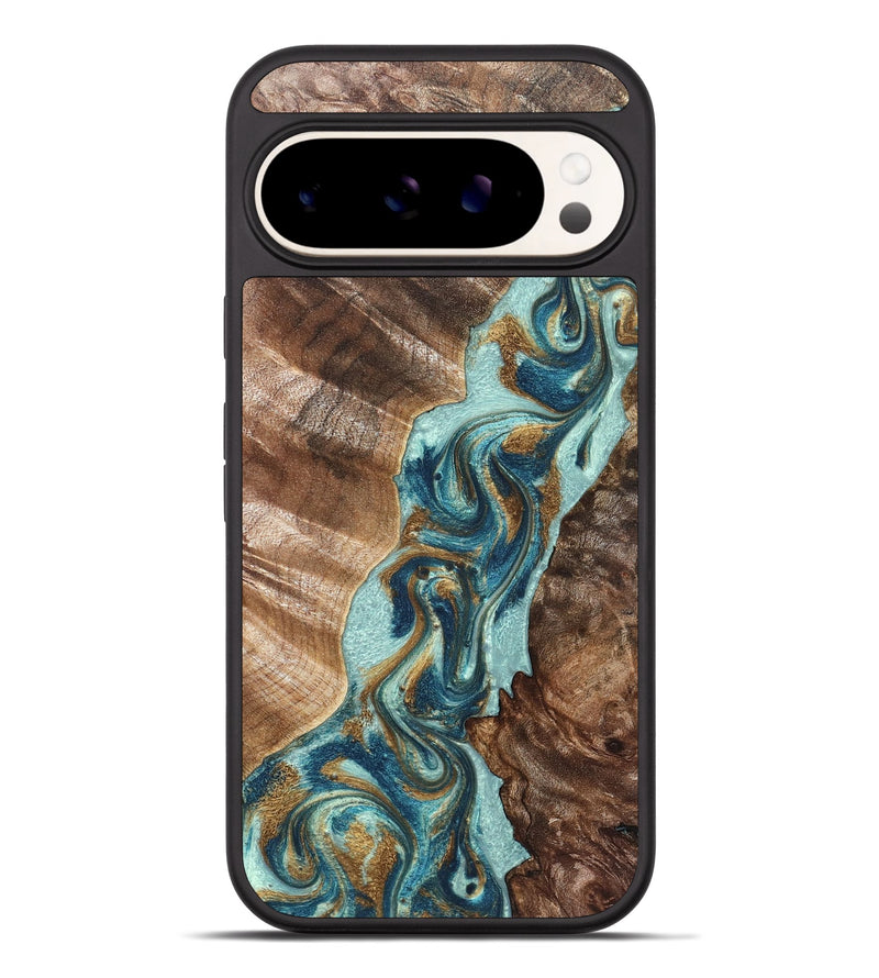 Pixel 9 Pro XL Wood Phone Case - Brisa (Teal & Gold, 824693)