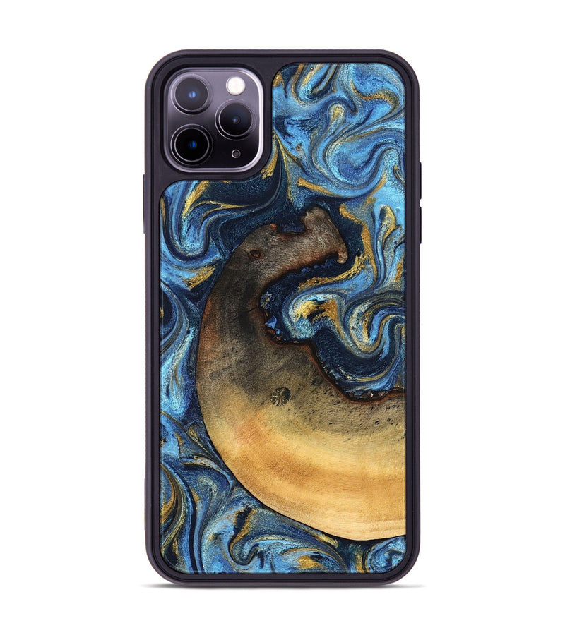 iPhone 11 Pro Max Wood Phone Case - Jericho (Teal & Gold, 824694)
