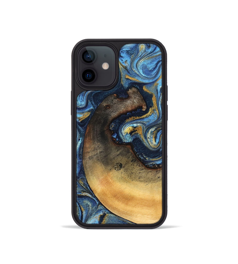 iPhone 12 mini Wood Phone Case - Jericho (Teal & Gold, 824694)