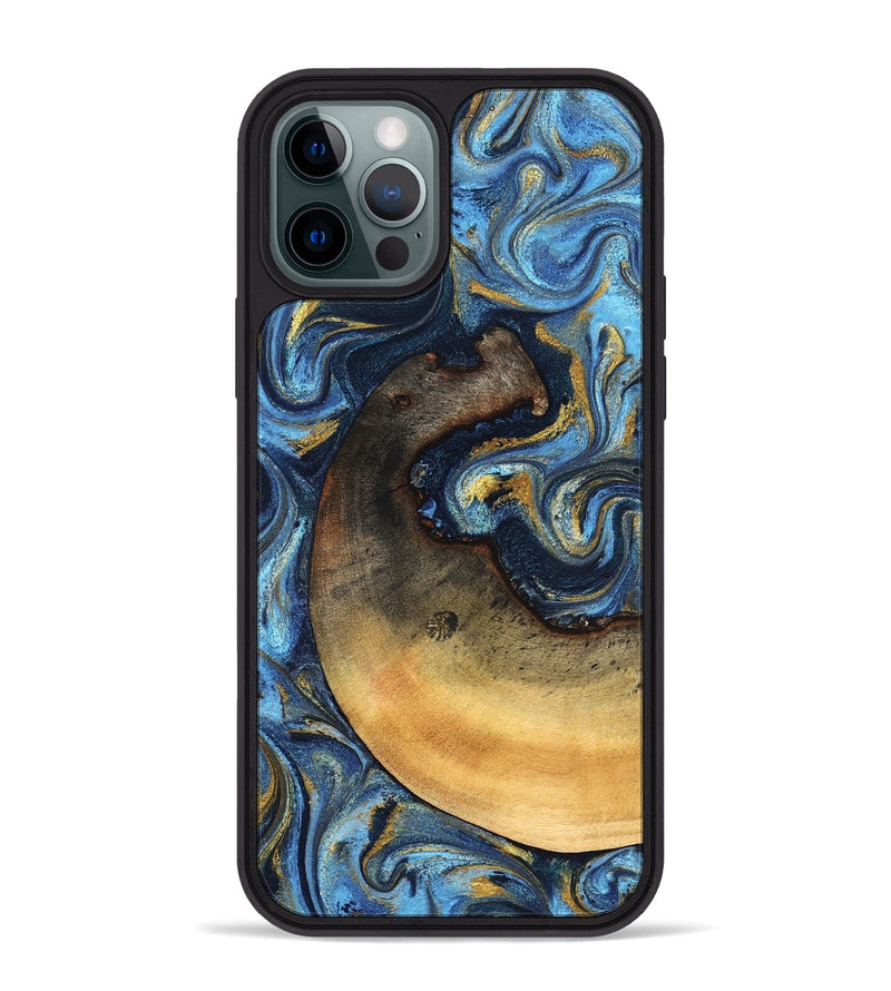 iPhone 12 Pro Max Wood Phone Case - Jericho (Teal & Gold, 824694)
