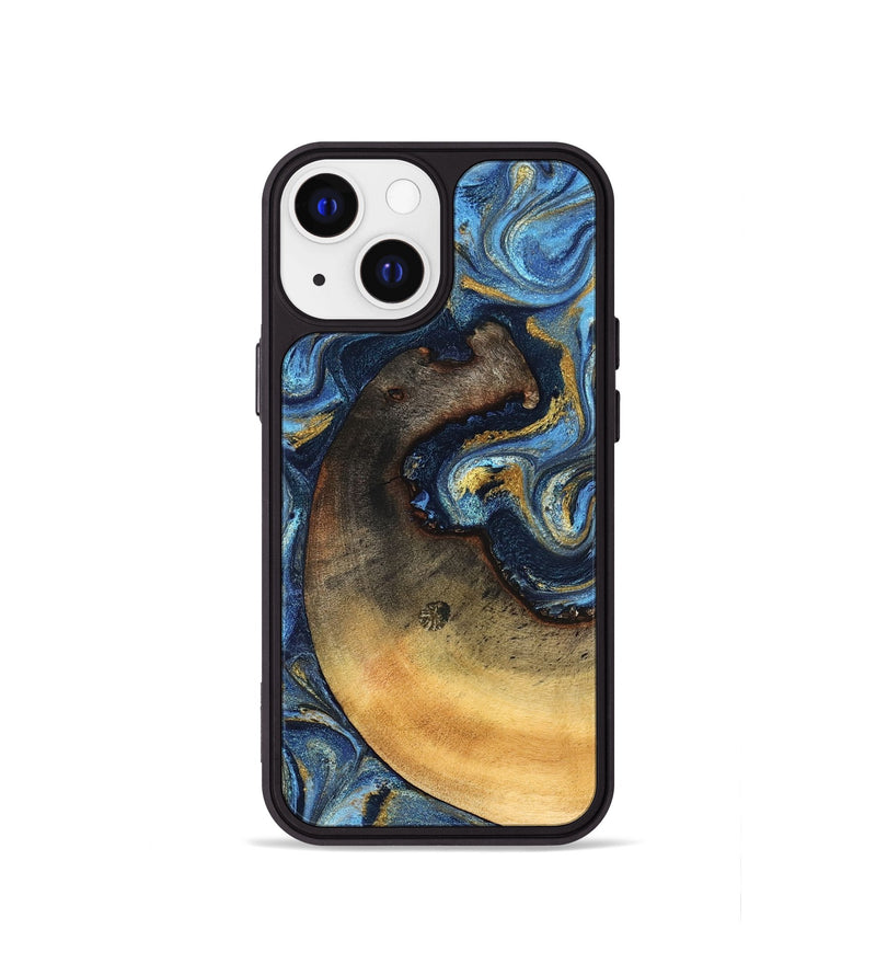 iPhone 13 mini Wood Phone Case - Jericho (Teal & Gold, 824694)