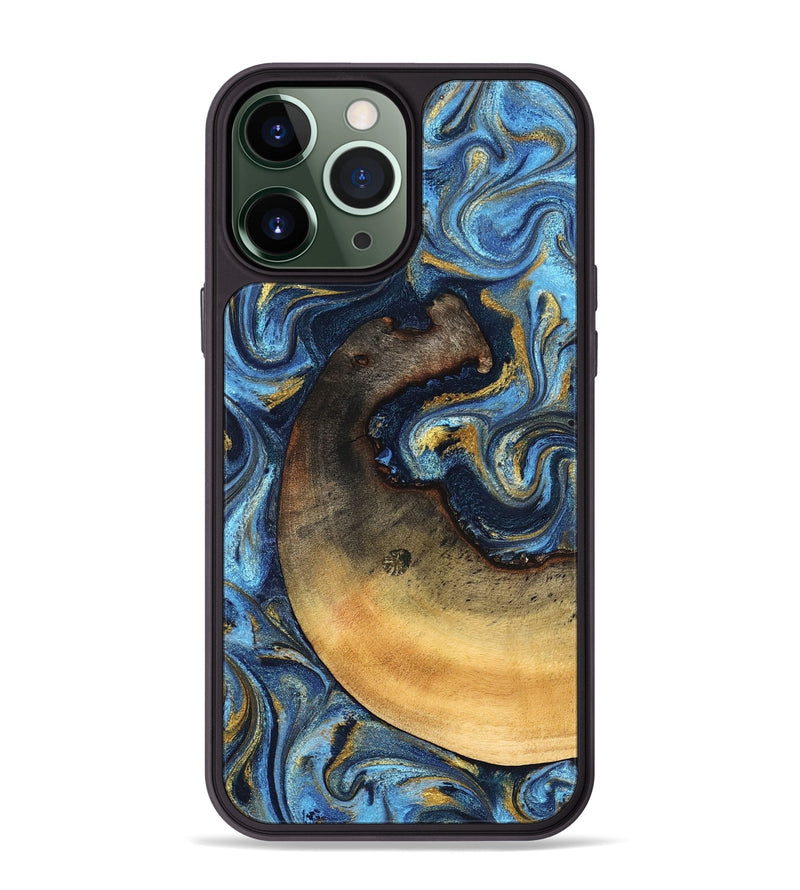 iPhone 13 Pro Max Wood Phone Case - Jericho (Teal & Gold, 824694)