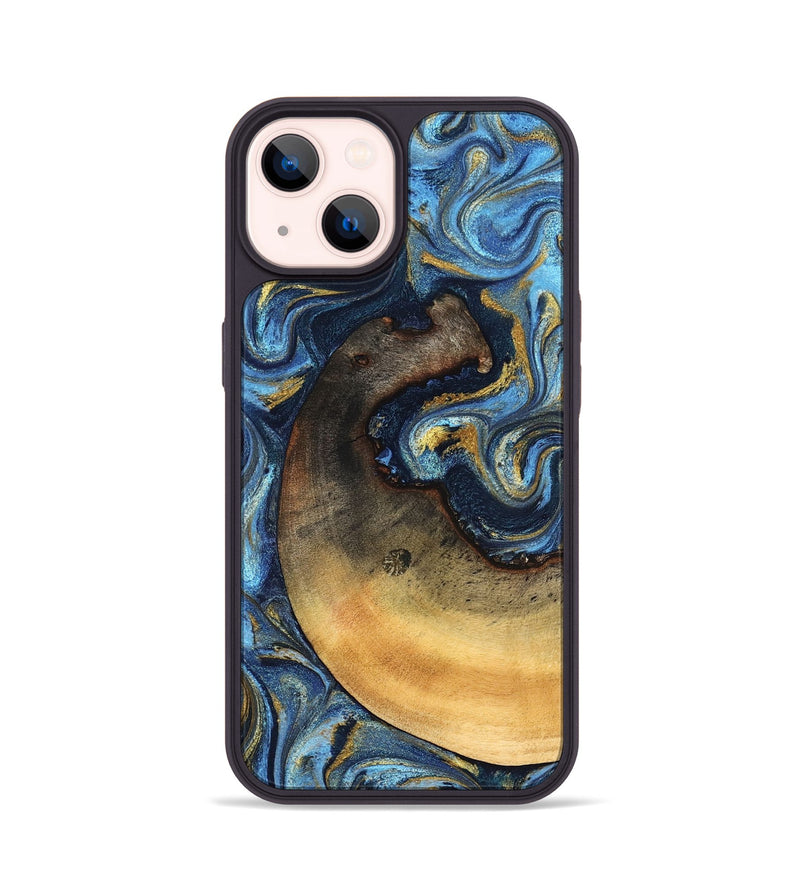 iPhone 14 Wood Phone Case - Jericho (Teal & Gold, 824694)