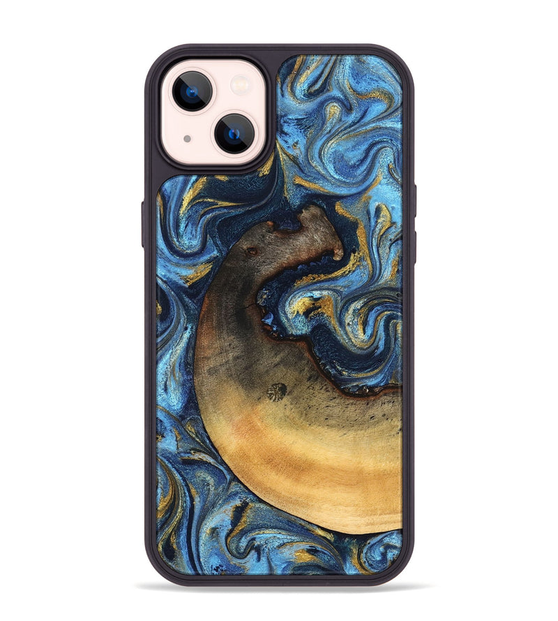 iPhone 14 Plus Wood Phone Case - Jericho (Teal & Gold, 824694)